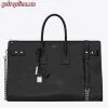 Replica YSL Fake Saint Laurent All Black Small Cabas YSL Crocodile Embossed Bag 9