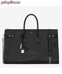 Replica YSL Fake Saint Laurent Sac De Jour Souple 36 Duffle Bag In Black Moroder Leather