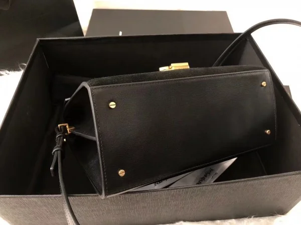 Replica YSL Fake Saint Laurent Cassandra Medium Bag In Black Suede 2