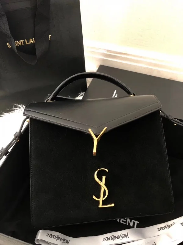 Replica YSL Fake Saint Laurent Cassandra Medium Bag In Black Suede 6