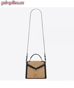 Replica YSL Fake Saint Laurent Cassandra Mini Top Handle Bag In Raffia