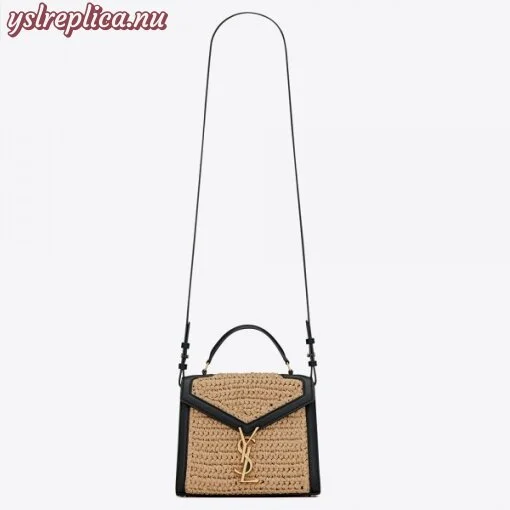 Replica YSL Fake Saint Laurent Cassandra Mini Top Handle Bag In Raffia