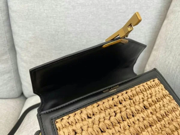 Replica YSL Fake Saint Laurent Cassandra Mini Top Handle Bag In Raffia 7