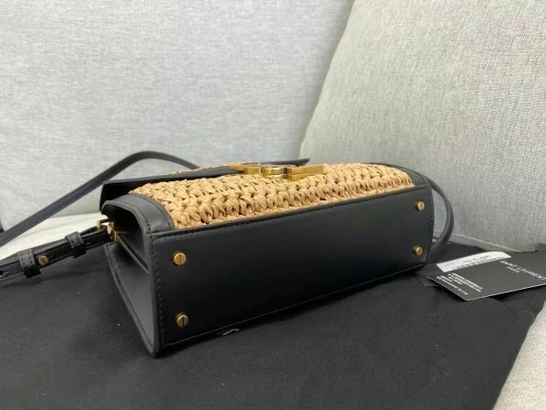 Replica YSL Fake Saint Laurent Cassandra Mini Top Handle Bag In Raffia 9