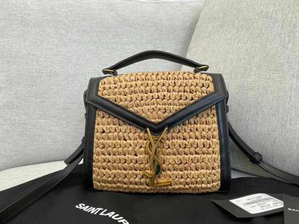 Replica YSL Fake Saint Laurent Cassandra Mini Top Handle Bag In Raffia 10