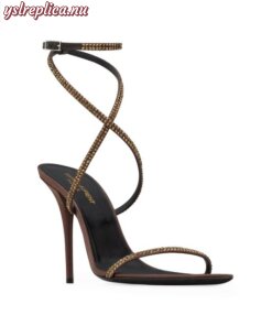 Replica YSL Saint Laurent Ava Sandals In Crepe Satin With Rhinestones 2