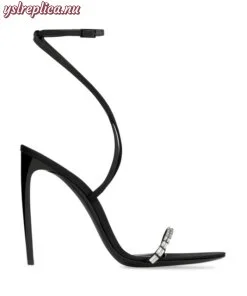 Replica YSL Saint Laurent Gloria Sandals In Crepe Satin With Rhinestones