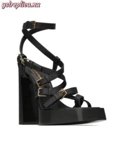 Replica YSL Saint Laurent Platz Platform Sandals in Smooth Leather 2