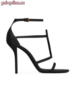 Replica YSL Saint Laurent Cassandra Strappy Leather Logo Sandals