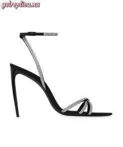 Replica YSL Saint Laurent Ava Sandals in Crepe Satin with Rhinestones