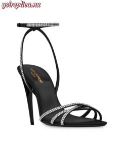 Replica YSL Saint Laurent Ava Sandals in Crepe Satin with Rhinestones 2