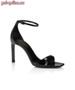 Replica YSL Saint Laurent Bea Patent Leather Anke-Strap Sandals 2