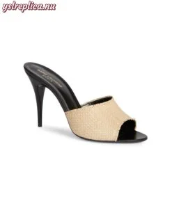 Replica YSL Saint Laurent La Raffia & Leather Stiletto Sandals 2