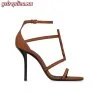 Replica YSL Saint Laurent Cassandra Sandals in Smooth Vegetable-Tanned Leather with Monogram