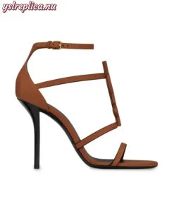 Replica YSL Saint Laurent Cassandra Sandals in Smooth Vegetable-Tanned Leather with Monogram