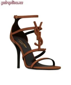 Replica YSL Saint Laurent Cassandra Sandals in Smooth Vegetable-Tanned Leather with Monogram 2