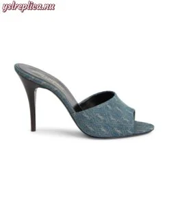 Replica YSL Saint Laurent La Denim Jacquard Stiletto Sandals