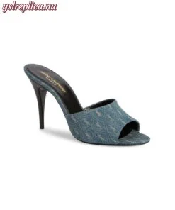 Replica YSL Saint Laurent La Denim Jacquard Stiletto Sandals 2