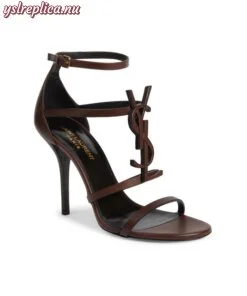 Replica YSL Saint Laurent Cassandra Strappy Leather Logo Sandals 2