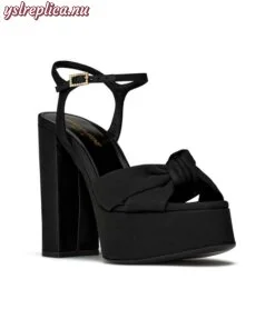 Replica YSL Saint Laurent Bianca Platform Sandals In Ottoman Fabric 2