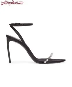 Replica YSL Saint Laurent Gloria Sandals In Crepe Satin With Rhinestones