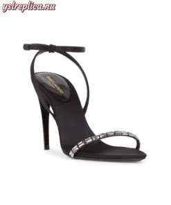 Replica YSL Saint Laurent Gloria Sandals In Crepe Satin With Rhinestones 2