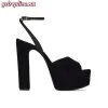 Replica YSL Saint Laurent Jodie Platform Sandals in Velvet