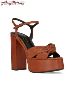 Replica YSL Saint Laurent Bianca Platform Sandals in Smooth Leather 2