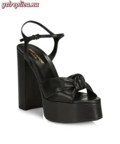 Replica YSL Saint Laurent Bianca Knotted Leather Platform Sandals 2