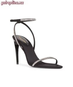 Replica YSL Saint Laurent Georgia Sandals In Crepe Satin With Rhinestones 2