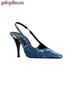 Replica YSL Saint Laurent Blade Slingback Pumps In Velvet 2