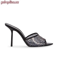 Replica YSL Saint Laurent Luz Mules In Mesh With Rhinestones