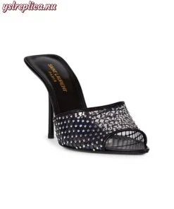 Replica YSL Saint Laurent Luz Mules In Mesh With Rhinestones 2