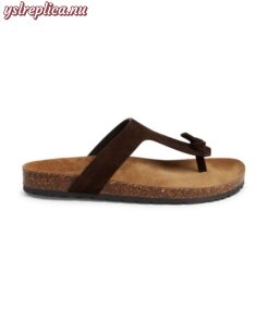 Replica YSL Saint Laurent Fabrice Suede T-Strap Cork Sandals