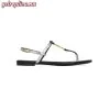 Replica YSL Saint Laurent Cassandra Flat Sandals In Suede With Silver-tone Monogram 6