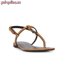 Replica YSL Saint Laurent Cassandra Leather Logo Sandals 2