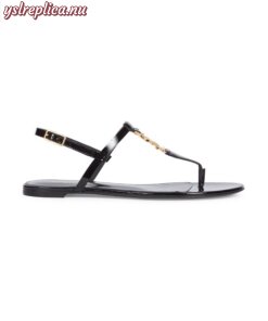 Replica YSL Saint Laurent Cassandra Patent Leather Slingback Thong Sandals