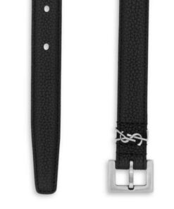 Replica YSL Saint Laurent Cassandre Thin Belt With Square Buckle In Grained Leather 2