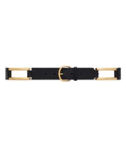 Replica YSL Saint Laurent Lune Buckle Belt in Grained Leather