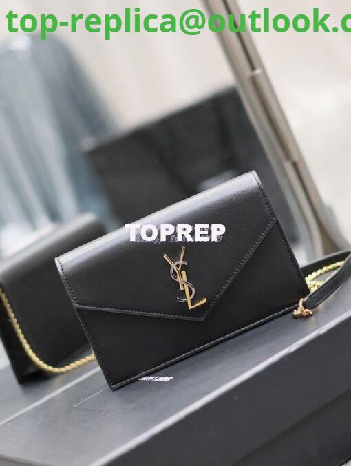 Replica YSL Saint Laurent Cassandre Envelope Chain Wallet In Smooth Leather 743050 Black 3