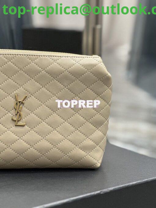 Replica YSL Saint Laurent Gaby Cosmetic Pouch In Quilted Leather 7339551 Beige 6