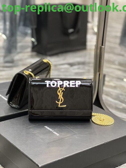 Replica YSL Saint Laurent Kate small chain bag in Patent Calfskin 469390 Black