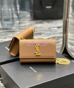 Replica YSL Saint Laurent Kate small chain bag in grain de poudre embossed leather 469390 Caramel