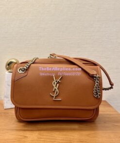 Replica YSL Saint Laurent Niki Camera Bag In Smooth Leather 712520 Vintage Cognac