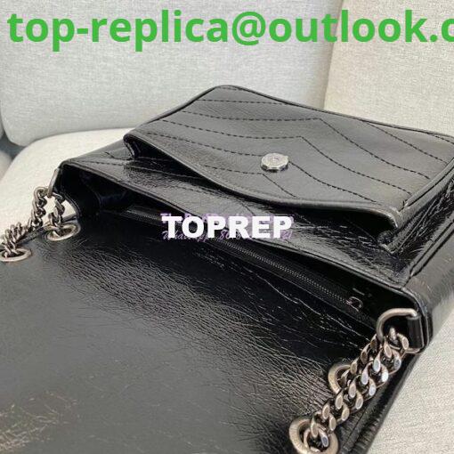 Replica YSL Saint Laurent Niki Chain Bag In Vintage Crinkled Leather Black 498894 9