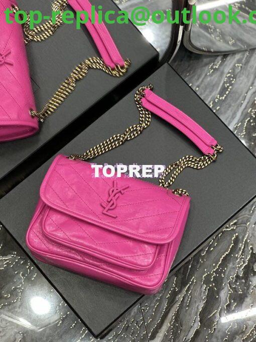 Replica YSL Saint Laurent Niki Baby Chain Bag In Crinkled Lambskin 633160 Neon Pink 9