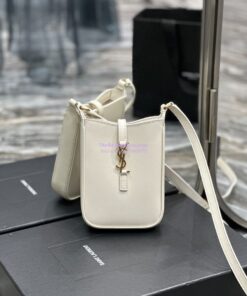 Replica YSL Saint Laurent Le 5 à 7 mini vertical in white vegetable-tanned leather 735214