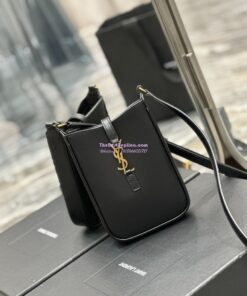 Replica YSL Saint Laurent Le 5 à 7 mini vertical in black vegetable-tanned leather 735214 2