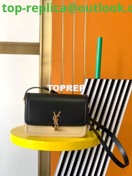 Replica YSL Saint Laurent Solferino Soft Satchel In Box Leather 635025 Black mix White Gold Hardware 11