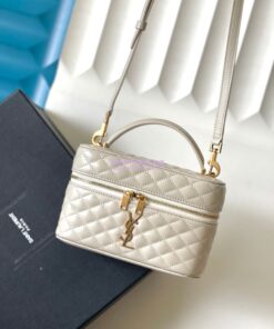 Replica Saint Laurent YSL Gaby Vanity Bag In Lambskin 7667311 Blanc 2